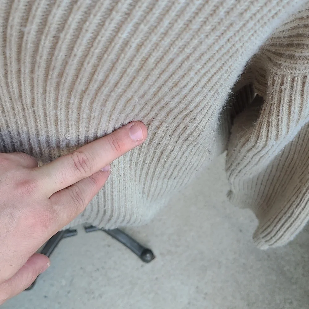 LE PAS DE L'OURS Beige Weave Knit France Sz XL Pullover Mechanic Hunting Sweater